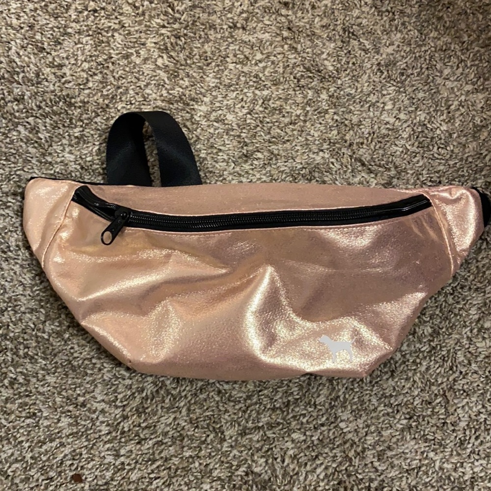 PINK Victoria's Secret Rose Gold Glitter Waist Bag